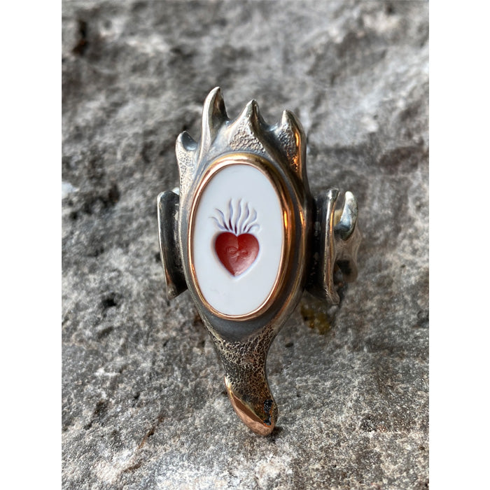 Flaming sales heart ring