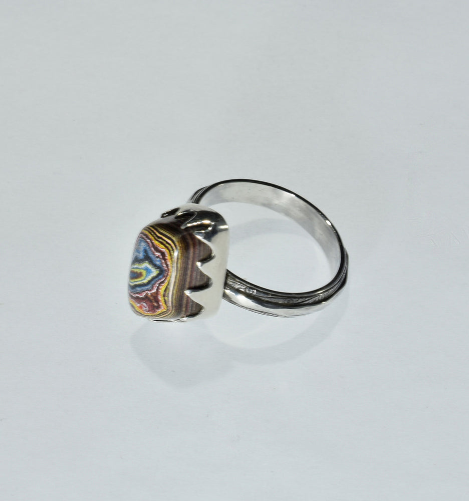 "Ring of Fire" 3 Small Fordite Rings