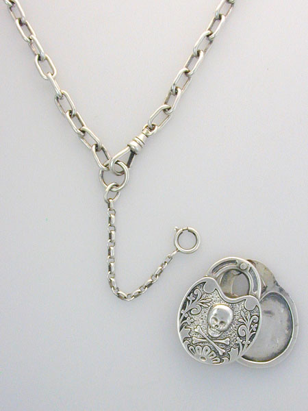 Sterling Silver Skull Padlock Pendant