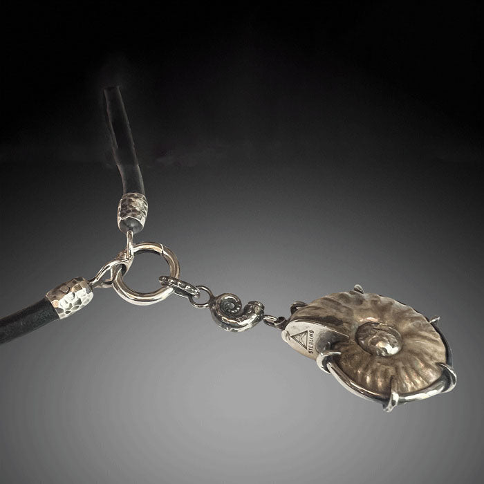 Ammonite Charm w/ Moonstone & opal