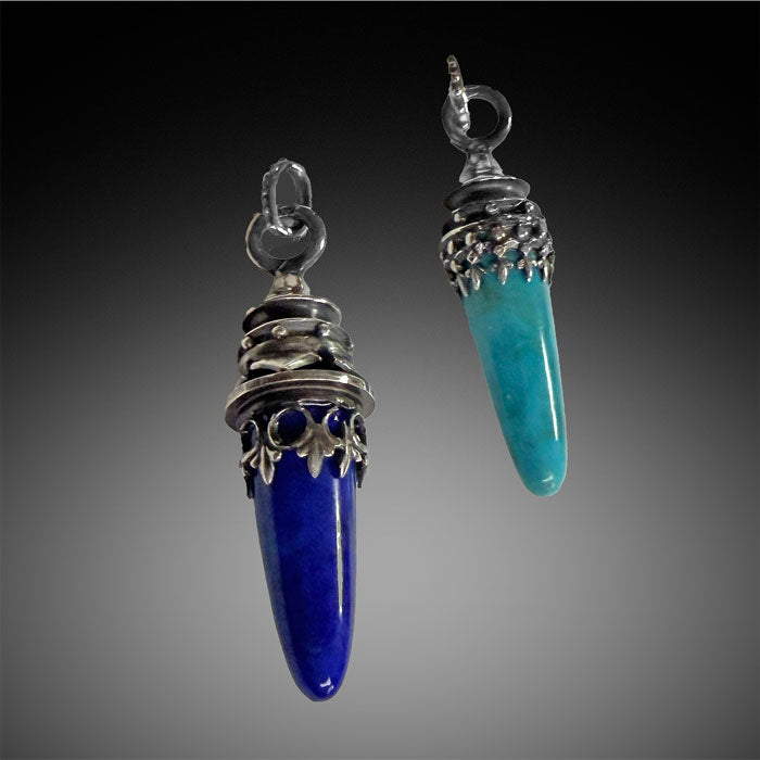 Turquoise or Lapis Bullet Stone Charms