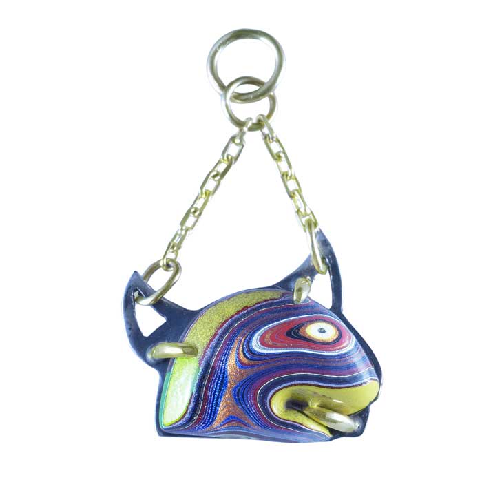 "Ms. Pacman" Gold & Silver Fordite Charm