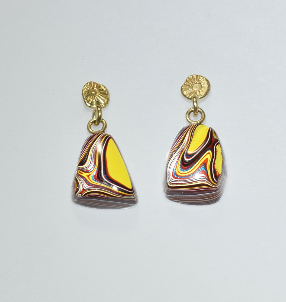 Gold Yellow Fordite Earrings