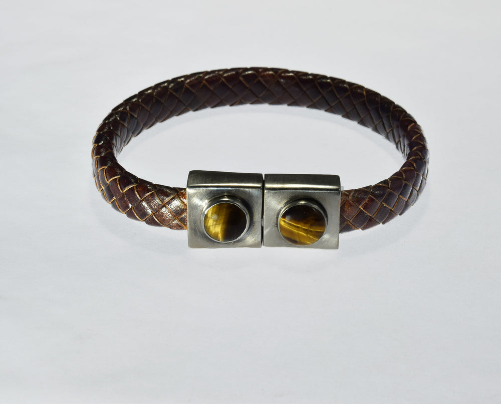 Brown Magnetic Bracelet w/Tiger’s Eye