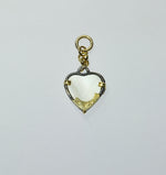 Mother-of Pearl Heart Charm, 18ky and blackened silver
