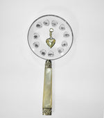 Mother-of Pearl Heart Charm, 18ky and blackened silver