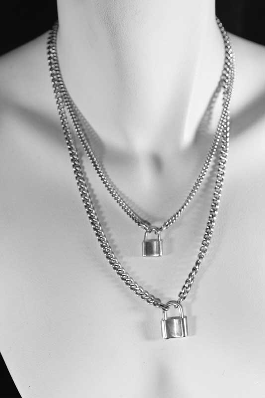 Little Silver Padlock Link Necklace