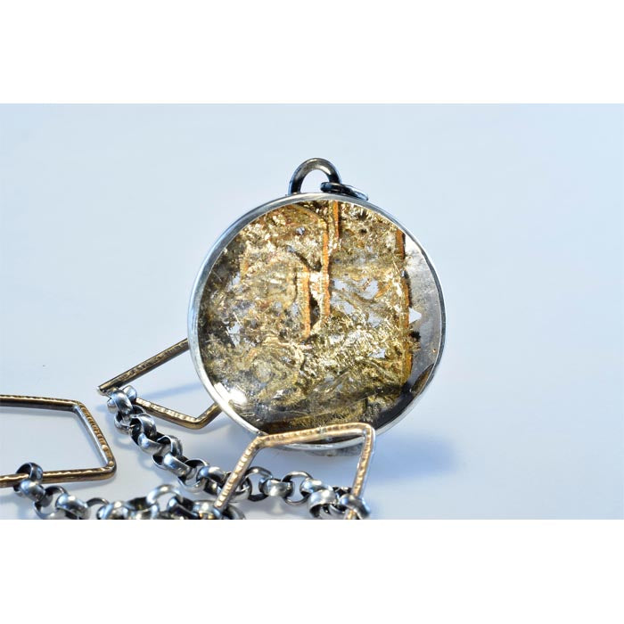 Round Pyrite Quartz Statement Necklace